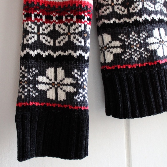 1990s Vintage Nordic Fair Isle Zip-up Cardigan Sweater Chenille Ladies Petite - Picture 2 of 10